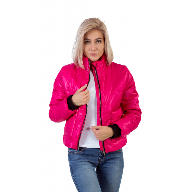 Утепленная женская куртка с объемным карманом, цвет - фуксия купить,отзывы, фото, доставка - ОКЕАН-СП