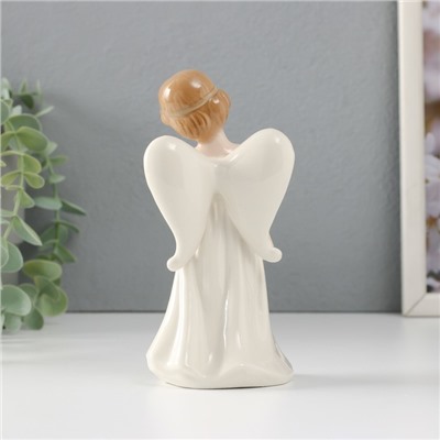Сувенир керамика "Девочка-ангел в белом платье с голубем" 7,5х6х14,5 см