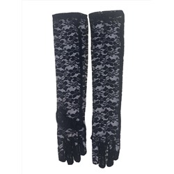 Гипюровые длинные женские перчатки, цвет черный