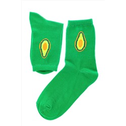 Носки с принтом "Авокадо", хлопок-полиамид-лайкра, цвет зеленый