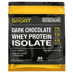 Dark Chocolate Whey Protein Isolate, 907 г Шоколад (23 порции) California Gold Nutrition, США 907г.