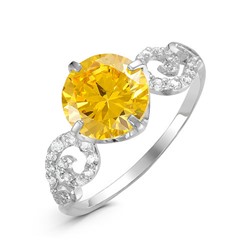 Серебряное кольцо с фианитом желтого цвета 207