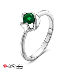 Серебряное кольцо  с зеленым фианитом 581