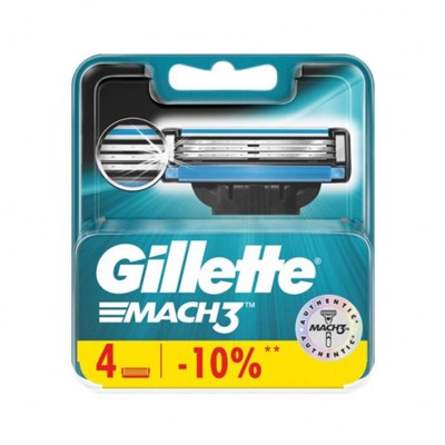 Gillette Mach3 (4шт) RusPack orig (пластик)