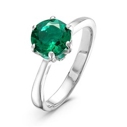 Серебряное кольцо с зеленым фианитом - 628