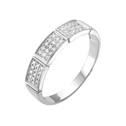 Серебряное кольцо с бесцветными фианитами 091