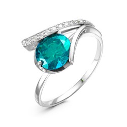 Серебряное кольцо с фианитом голубого цвета 180