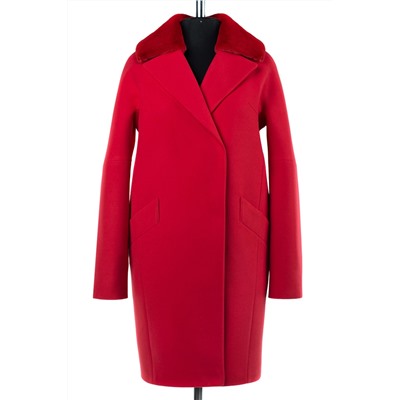 02-2075 Пальто женское утепленное Кашемир красный