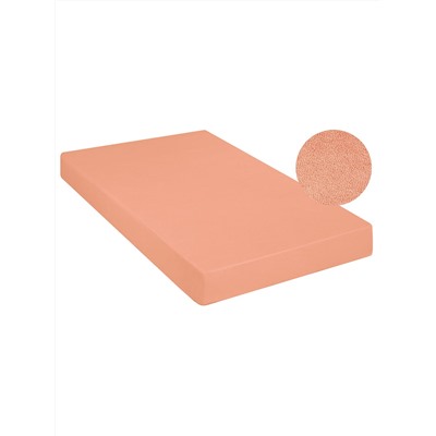 Простыня на резинке Peach, ткань трикотажная махровая, без рисунка, розовый