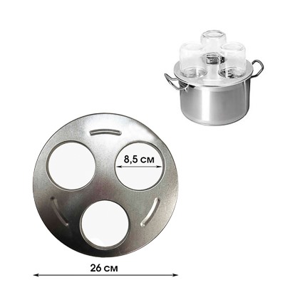 Стерилизатор для банок d=82мм на три банки, металл