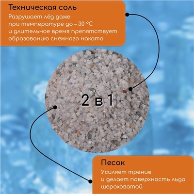 Реагент антигололёдный (пескосоль), 5 кг, работает при —30 °C, в пакете