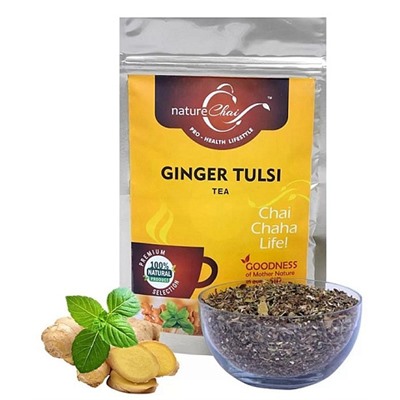 Индийский чайный напиток травяной в пакете Ginger Tulsi tea, 100g