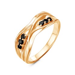 Позолоченное кольцо с черными фианитами - 1178 - п