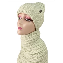 Комплект шапка женская и шарф, цвет светло-зеленый