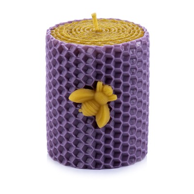 Свеча из натурального пчелиного воска с Пчёлкой фиолетовая