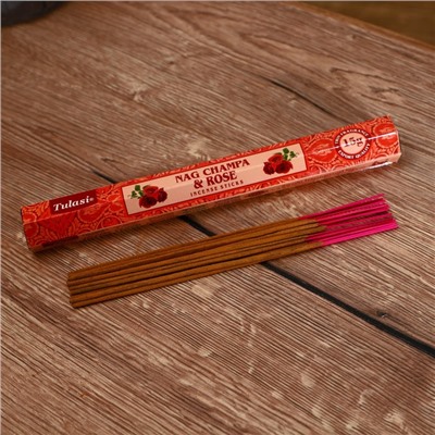 Благовония NAG CHAMPA "Tulasi" 15 аромапалочек Rose