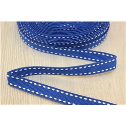 Декоративная лента с прострочкой (синий), 10мм * 6 ярдов