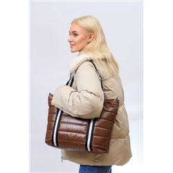Cтильная женская сумка-шоппер из водооталкивающей ткани, цвет коричневый