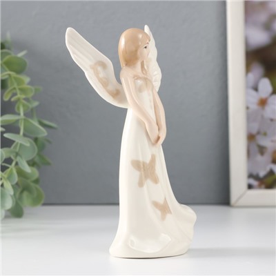 Сувенир керамика "Девушка-ангел в белом платье с бабочками" 4,5х7х14,5 см