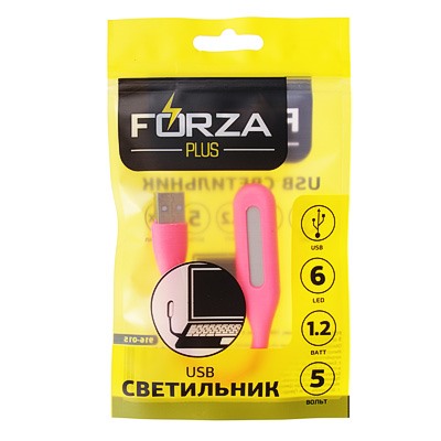 FORZA USB светильник, 169х18х9мм, 6LED, 5V, 1,2W, 5 цветов, ПВХ