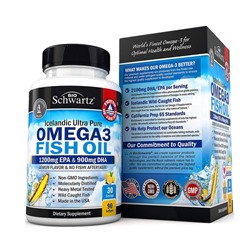 Omega 3 Fish Oil, 1200EPA/900DHA (3 капсулы) Bio Schwartz, США капсулы 90