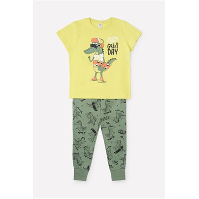 1529 Пижама для мальчика/яблоко, крокодилы на зеленом
