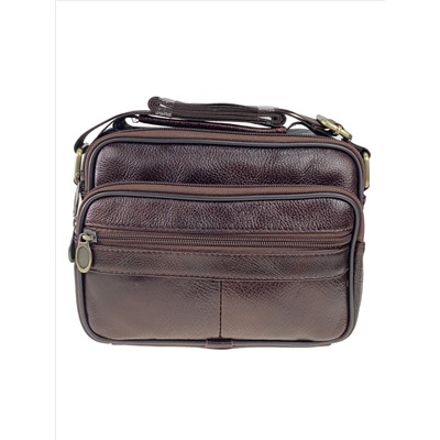 Мужская плечевая сумка для документов из натуральной кожи, цвет коричневый