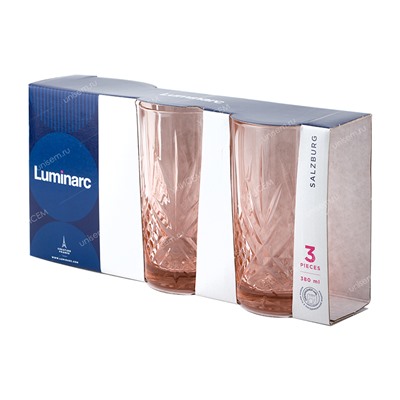 Набор из 3-х стаканов Зальцбург Розовый 380мл высоких Luminarc