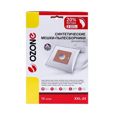 Мешок-пылесборник XXL-24 Ozone синтетические для пылесоса, 12 шт + 2 микрофильтра