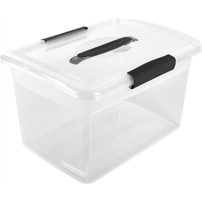 Ящик для хранения Vision 14л 37х27,4х22,2см с защелками и ручкой, прозрачный кристалл (уп.6)