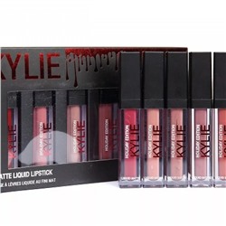 Помада жидкая матовая Kylie Holiday Edition Liquid Matte Lipstick (6шт) А черный колпачок