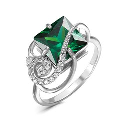 Серебряное кольцо с фианитом зеленого цвета 103