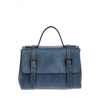 Женская сумка сэтчел из фактурной натуральной кожи, цвет синий