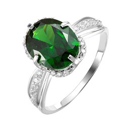 Серебряное кольцо с фианитом зеленого цвета 320