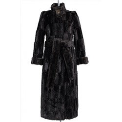 02-0765 Пальто женское утепленное (пояс) Искусственный мех черный