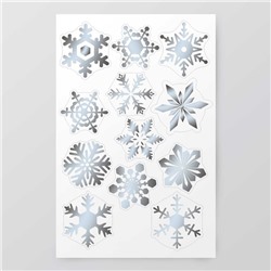 Наклейки (стикеры) "Снежинки" 10х15 см, цвет серебро, 5-328