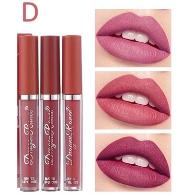 Набор водостойких жидких матовых помад Dragon Ranee Liquid Lipstick 3 шт (Набор D)