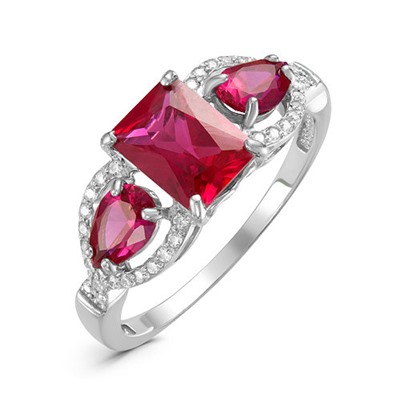 Серебряное кольцо с фианитами цвета рубин 106