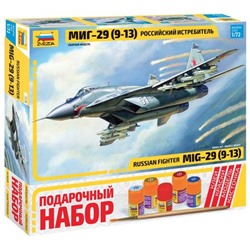 Сборная Модель 1:72 Российский истребитель МиГ-29 (9-13) (модель+клей+краски+кисточка) 7278П, (Звезда)