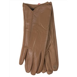 Элегантные демисезонные перчатки из кожи и велюра, цвет коричневый