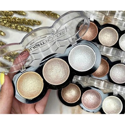 Палетка хайлайтеров от Seven cool highlights powder 3 colors