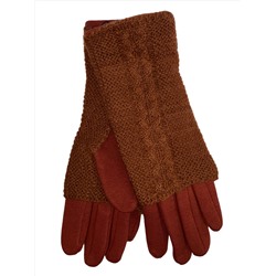 Женские текстильные перчатки с шерстяными митенками, цвет кирпичный
