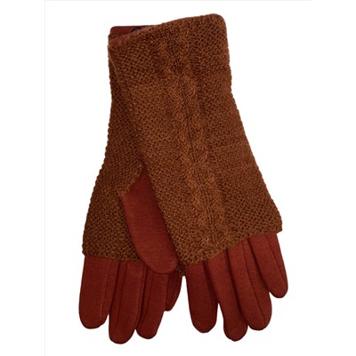Женские текстильные перчатки с шерстяными митенками, цвет кирпичный