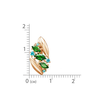 Позолоченные серьги с разноцветными фианитами - 920 - п