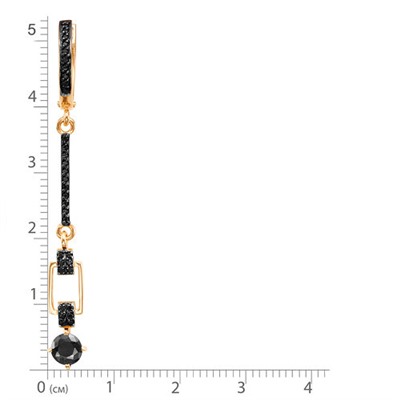 Позолоченные серьги с черными фианитами 972 - п