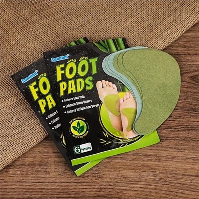 Детокс - наклейка для ног бамбуковые накладки (6шт) Foot pads