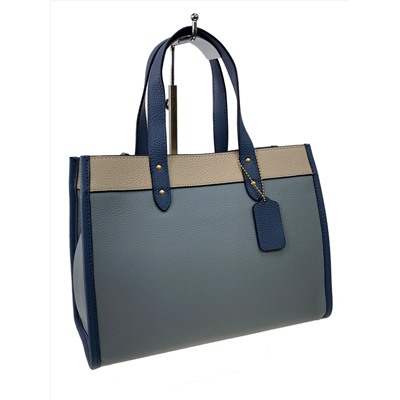 Женская сумка из натуральной кожи, цвет голубой с молочным и синим