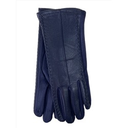 Элегантные демисезонные перчатки из кожи и велюра, цвет синий