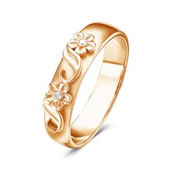 Позолоченное обручальное кольцо с бесцветными фианитами - 572 - п