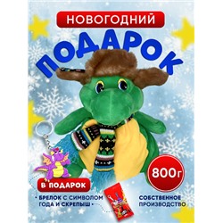 Новогодний подарок в мягкой игрушке " Дракон в ушанке", 800гр, собственное производство